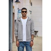 image:imageCOOFANDY Men Full Zip Hoodie Fleece Zipper Sweatshirt Casual Hooded Jacket  lightweight fleecelined and smooth zipper versatile drawstring hood ideal for daily wear school gym outdoor activitiesLight Grey