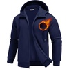 image:imageCOOFANDY Men Full Zip Hoodie Fleece Zipper Sweatshirt Casual Hooded Jacket  lightweight fleecelined and smooth zipper versatile drawstring hood ideal for daily wear school gym outdoor activitiesNavy Blue