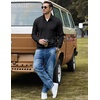 image:imageCOOFANDY Men Quarter Zip Pullover Mock Neck Long Sleeve Corduroy Sweatshirt  Long sleeve lightweight soft warm slight stretchy regular fit fall winter vintage fashion clothing S3XLBlack