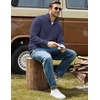 image:imageCOOFANDY Men Quarter Zip Pullover Mock Neck Long Sleeve Corduroy Sweatshirt  Long sleeve lightweight soft warm slight stretchy regular fit fall winter vintage fashion clothing S3XLNavy Blue