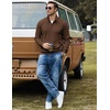 image:imageCOOFANDY Men Quarter Zip Pullover Mock Neck Long Sleeve Corduroy Sweatshirt  Long sleeve lightweight soft warm slight stretchy regular fit fall winter vintage fashion clothing S3XLBrown