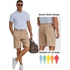 image:imageCOOFANDY Men Short Casual 9 Lightweight Cotton Comfort Stretch Dress Short  Stretch Chino Short Lightweight Cotton Summer Shorts Breathable Elastic Waist Flat Front Stretch Dress Shorts Flat FrontKhaki