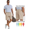 image:imageCOOFANDY Men Short Casual 9 Lightweight Cotton Comfort Stretch Dress Short  Stretch Chino Short Lightweight Cotton Summer Shorts Breathable Elastic Waist Flat Front Stretch Dress Shorts Flat FrontLight Khaki