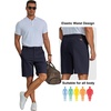 image:imageCOOFANDY Men Short Casual 9 Lightweight Cotton Comfort Stretch Dress Short  Stretch Chino Short Lightweight Cotton Summer Shorts Breathable Elastic Waist Flat Front Stretch Dress Shorts Flat FrontNavy Blue