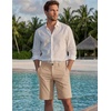 image:imageCOOFANDY Men Short Casual 9 Lightweight Cotton Comfort Stretch Dress Short  Stretch Chino Short Lightweight Cotton Summer Shorts Breathable Elastic Waist Flat Front Stretch Dress Shorts Flat FrontKhaki