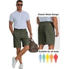 image:imageCOOFANDY Men Short Casual 9 Lightweight Cotton Comfort Stretch Dress Short  Stretch Chino Short Lightweight Cotton Summer Shorts Breathable Elastic Waist Flat Front Stretch Dress Shorts Flat FrontGreen