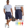 image:imageCOOFANDY Men Short Casual 9 Lightweight Cotton Comfort Stretch Dress Short  Stretch Chino Short Lightweight Cotton Summer Shorts Breathable Elastic Waist Flat Front Stretch Dress Shorts Flat FrontNavy
