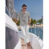 image:imageCOOFANDY Mens 2 Piece Cotton Linen Set Casual Beach Outfits Long Sleeve  Linen set with Pockets Summer Yoga Outfits Lightweight Breathable and Soft touch Long Sleeve Henley shirt with Sleeve TabBlack Striped