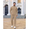 image:imageCOOFANDY Mens 2 Piece Tracksuit Set Quarter Zip Sweatsuit Athletic Running Suit Sets Long Sleeve Casual OutfitsKhaki