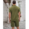 image:imageCOOFANDY Mens 2 Pieces Casual Beach Outfits Short Sleeve Button Down Shirts Summer Short SetArmy Green