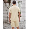 image:imageCOOFANDY Mens 2 Pieces Casual Beach Outfits Short Sleeve Button Down Shirts Summer Short SetBeige