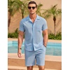 image:imageCOOFANDY Mens 2 Pieces Casual Beach Outfits Short Sleeve Button Down Shirts Summer Short SetBlue