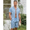 image:imageCOOFANDY Mens 2 Pieces Casual Beach Outfits Short Sleeve Button Down Shirts Summer Short SetBlue