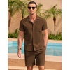 image:imageCOOFANDY Mens 2 Pieces Casual Beach Outfits Short Sleeve Button Down Shirts Summer Short SetBrown