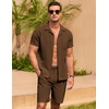 image:imageCOOFANDY Mens 2 Pieces Casual Beach Outfits Short Sleeve Button Down Shirts Summer Short SetBrown