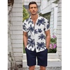 image:imageCOOFANDY Mens 2 Pieces Casual Beach Outfits Short Sleeve Button Down Shirts Summer Short SetCoconut Treewhite