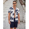image:imageCOOFANDY Mens 2 Pieces Casual Beach Outfits Short Sleeve Button Down Shirts Summer Short SetCoconut Treewhite