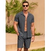 image:imageCOOFANDY Mens 2 Pieces Casual Beach Outfits Short Sleeve Button Down Shirts Summer Short SetDark Grey
