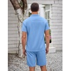 image:imageCOOFANDY Mens 2 Pieces Casual Beach Outfits Short Sleeve Button Down Shirts Summer Short SetStrong Blue