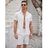 image:imageCOOFANDY Mens 2 Pieces Casual Beach Outfits Short Sleeve Button Down Shirts Summer Short SetWhite