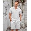 image:imageCOOFANDY Mens 2 Pieces Casual Beach Outfits Short Sleeve Button Down Shirts Summer Short SetWhite