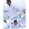 image:imageCOOFANDY Mens 2 Pieces Cotton Linen Set Henley Shirt Long Sleeve and Casual Beach Pants Summer Yoga Outfits01white