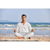 image:imageCOOFANDY Mens 2 Pieces Cotton Linen Set Henley Shirt Long Sleeve and Casual Beach Pants Summer Yoga Outfits01white