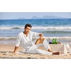 image:imageCOOFANDY Mens 2 Pieces Cotton Linen Set Henley Shirt Long Sleeve and Casual Beach Pants Summer Yoga Outfits01white