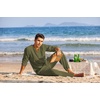 image:imageCOOFANDY Mens 2 Pieces Cotton Linen Set Henley Shirt Long Sleeve and Casual Beach Pants Summer Yoga OutfitsArmy Green