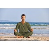 image:imageCOOFANDY Mens 2 Pieces Cotton Linen Set Henley Shirt Long Sleeve and Casual Beach Pants Summer Yoga OutfitsArmy Green