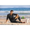 image:imageCOOFANDY Mens 2 Pieces Cotton Linen Set Henley Shirt Long Sleeve and Casual Beach Pants Summer Yoga OutfitsBlack