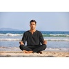 image:imageCOOFANDY Mens 2 Pieces Cotton Linen Set Henley Shirt Long Sleeve and Casual Beach Pants Summer Yoga OutfitsBlack