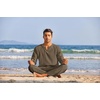 image:imageCOOFANDY Mens 2 Pieces Cotton Linen Set Henley Shirt Long Sleeve and Casual Beach Pants Summer Yoga OutfitsBrown