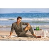image:imageCOOFANDY Mens 2 Pieces Cotton Linen Set Henley Shirt Long Sleeve and Casual Beach Pants Summer Yoga OutfitsBrown