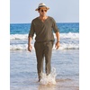 image:imageCOOFANDY Mens 2 Pieces Cotton Linen Set Henley Shirt Long Sleeve and Casual Beach Pants Summer Yoga OutfitsBrown