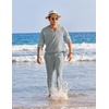 image:imageCOOFANDY Mens 2 Pieces Cotton Linen Set Henley Shirt Long Sleeve and Casual Beach Pants Summer Yoga OutfitsGrey