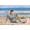 image:imageCOOFANDY Mens 2 Pieces Cotton Linen Set Henley Shirt Long Sleeve and Casual Beach Pants Summer Yoga OutfitsGrey