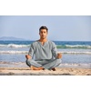 image:imageCOOFANDY Mens 2 Pieces Cotton Linen Set Henley Shirt Long Sleeve and Casual Beach Pants Summer Yoga OutfitsGrey