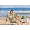 image:imageCOOFANDY Mens 2 Pieces Cotton Linen Set Henley Shirt Long Sleeve and Casual Beach Pants Summer Yoga OutfitsKhaki