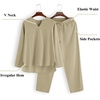 image:imageCOOFANDY Mens 2 Pieces Cotton Linen Set Henley Shirt Long Sleeve and Casual Beach Pants Summer Yoga OutfitsKhaki