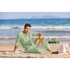 image:imageCOOFANDY Mens 2 Pieces Cotton Linen Set Henley Shirt Long Sleeve and Casual Beach Pants Summer Yoga OutfitsLight Green
