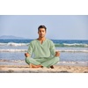 image:imageCOOFANDY Mens 2 Pieces Cotton Linen Set Henley Shirt Long Sleeve and Casual Beach Pants Summer Yoga OutfitsLight Green