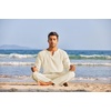 image:imageCOOFANDY Mens 2 Pieces Cotton Linen Set Henley Shirt Long Sleeve and Casual Beach Pants Summer Yoga OutfitsLight Khaki
