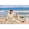image:imageCOOFANDY Mens 2 Pieces Cotton Linen Set Henley Shirt Long Sleeve and Casual Beach Pants Summer Yoga OutfitsLight Khaki