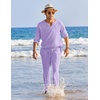image:imageCOOFANDY Mens 2 Pieces Cotton Linen Set Henley Shirt Long Sleeve and Casual Beach Pants Summer Yoga OutfitsLilac