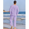 image:imageCOOFANDY Mens 2 Pieces Cotton Linen Set Henley Shirt Long Sleeve and Casual Beach Pants Summer Yoga OutfitsLilac
