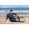 image:imageCOOFANDY Mens 2 Pieces Cotton Linen Set Henley Shirt Long Sleeve and Casual Beach Pants Summer Yoga OutfitsNavy Blue