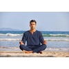 image:imageCOOFANDY Mens 2 Pieces Cotton Linen Set Henley Shirt Long Sleeve and Casual Beach Pants Summer Yoga OutfitsNavy Blue