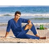 image:imageCOOFANDY Mens 2 Pieces Cotton Linen Set Henley Shirt Long Sleeve and Casual Beach Pants Summer Yoga OutfitsRoyal Blue