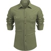 image:imageCOOFANDY Mens Casual Button Down Shirts Long Sleeve WrinkleFree Shirt Lightweight Shirt JacketArmy Green